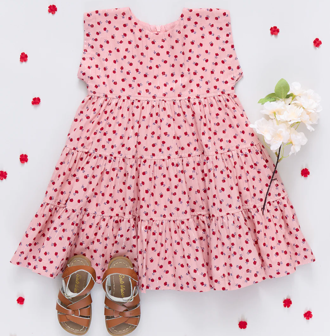 Pink Chicken Peachy Dress in Pink Tiny Roses