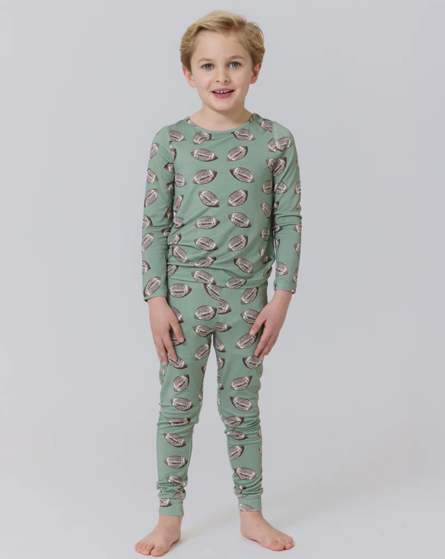 Pink Chicken Pajama Set in Flying Footballs