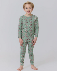 Pink Chicken Pajama Set in Flying Footballs