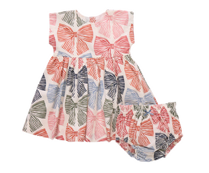 Pink Chicken Baby Adaline Dress in Multi Striped Bows