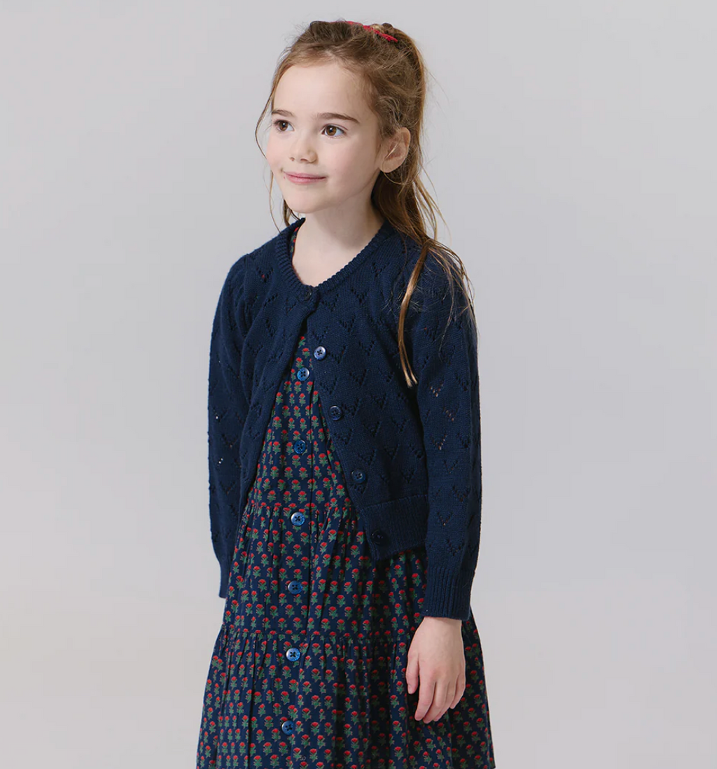 Pink Chicken Elizabeth Dress in Navy Carnation