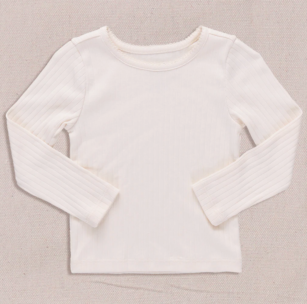 Pink Chicken Coop Seesaw Rib Tee Shirt in Cream