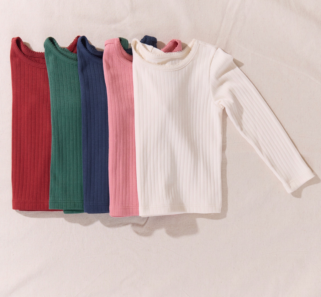 Pink Chicken Coop Seesaw Rib Tee Shirt in Dark Pink