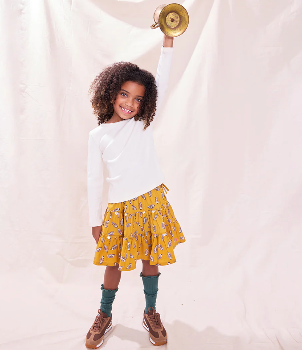 Pink Chicken Coop Seesaw Rib Tee Shirt in Cream