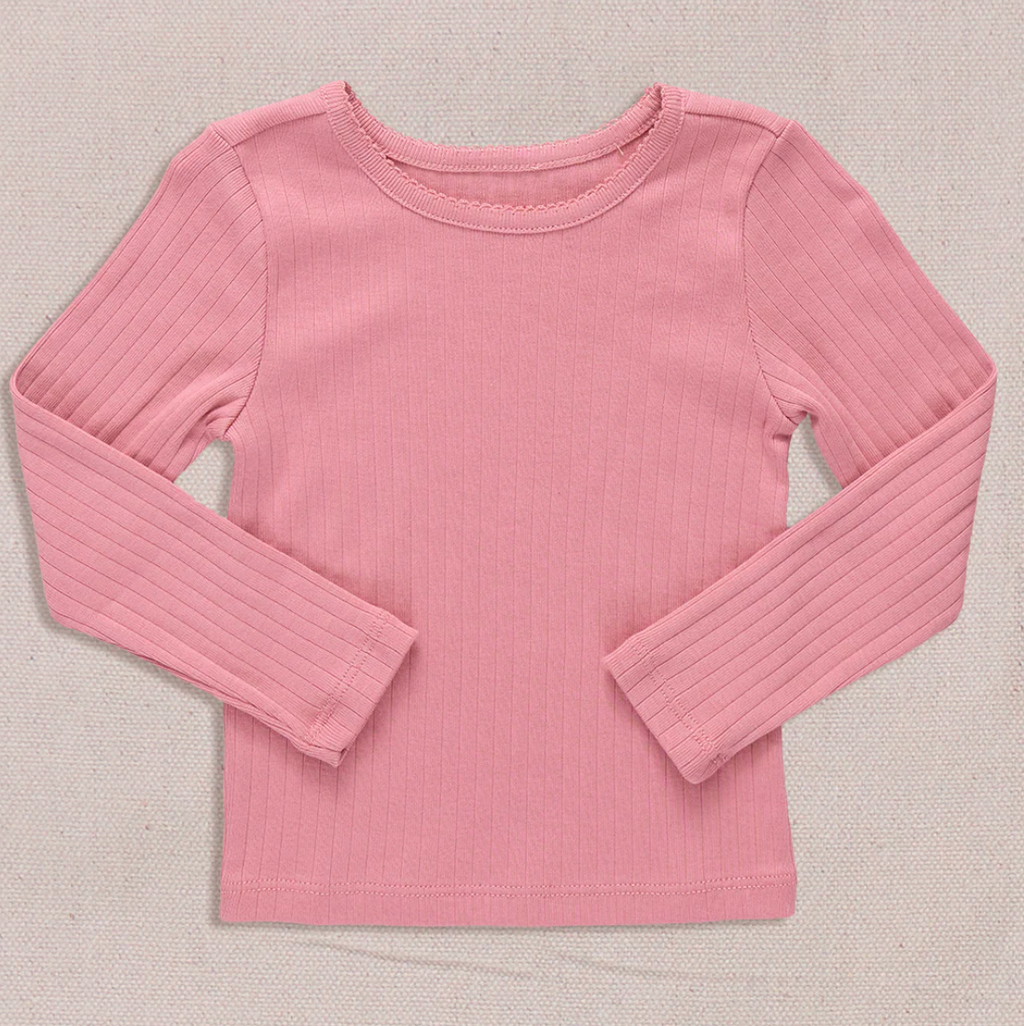 Pink Chicken Coop Seesaw Rib Tee Shirt in Dark Pink