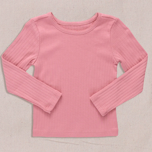 Pink Chicken Coop Seesaw Rib Tee Shirt in Dark Pink