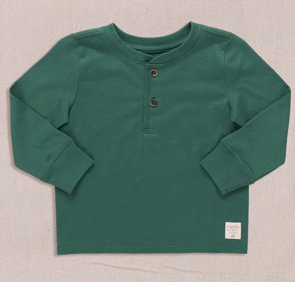 Pink Chicken Boy's Scout Henley in Pine