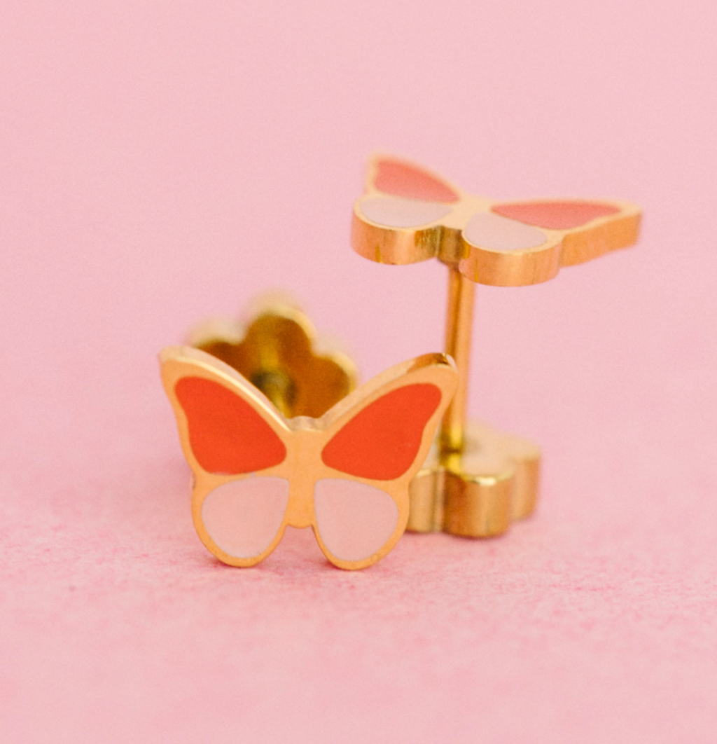 Pierced Co Earrings in Colorblock Butterfly