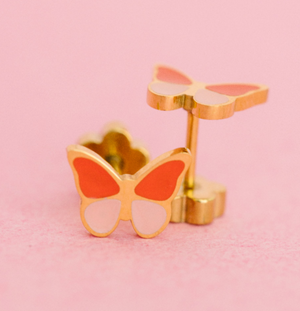 Pierced Co Earrings in Colorblock Butterfly