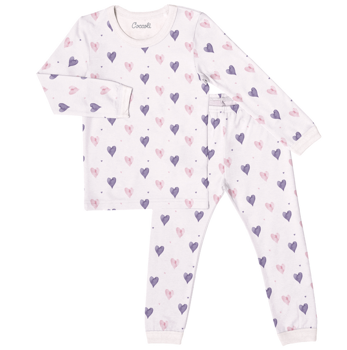 Coccoli Modal Pajama in Light Pink Hearts