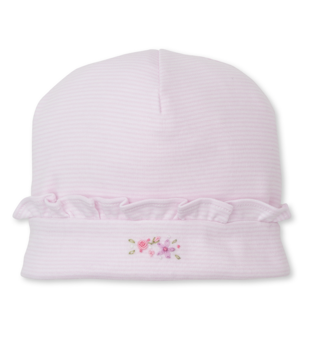 Kissy Kissy Ruffle Hat in Pink Embroidered Roses