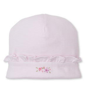 Kissy Kissy Ruffle Hat in Pink Embroidered Roses