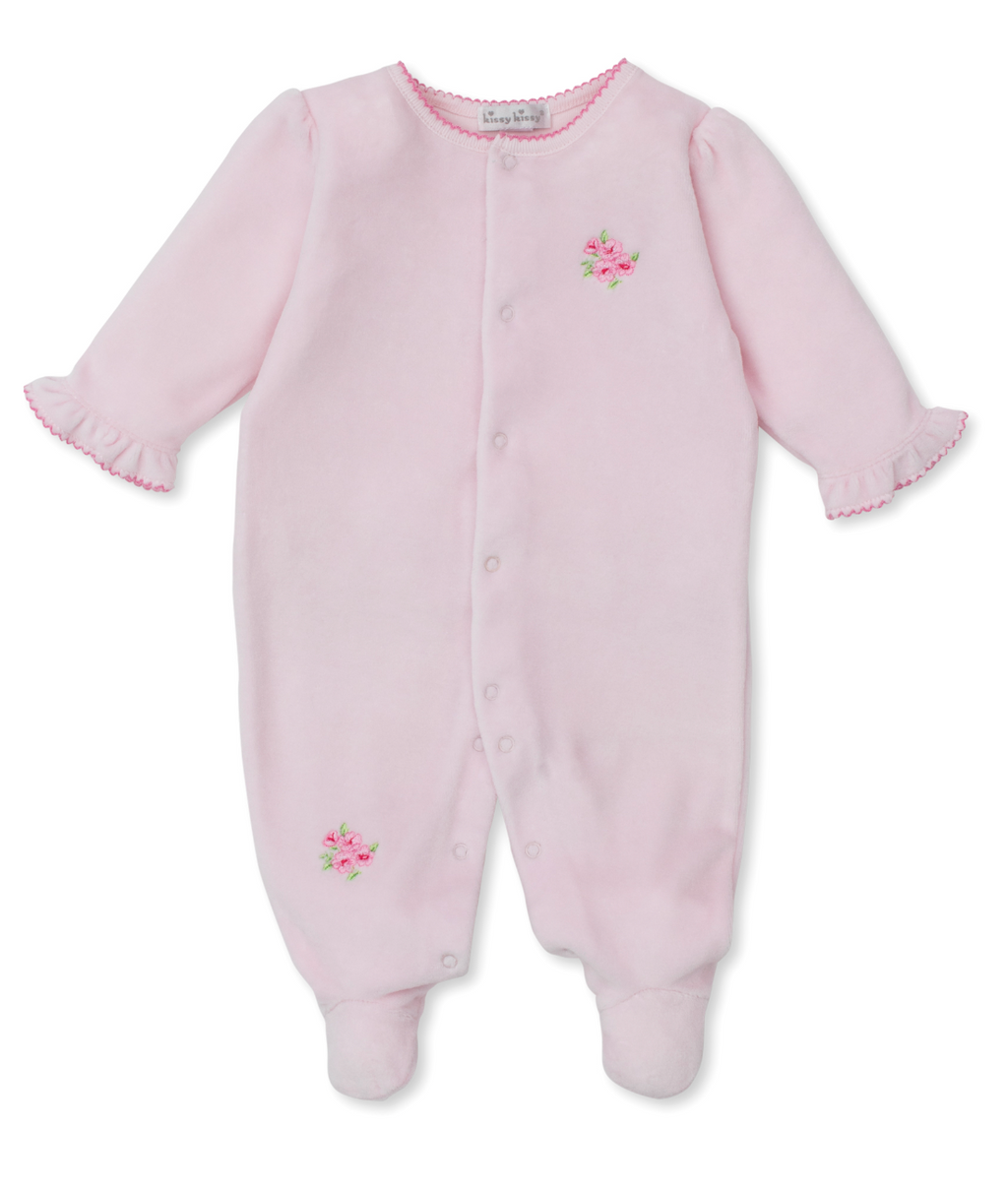 Kissy Kissy Velour Footie in Roses and Blooms