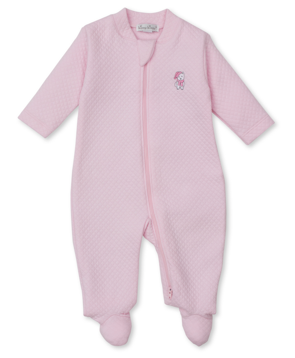 Kissy Kissy Jacquard Zip Footie in Pink Pack of Pups