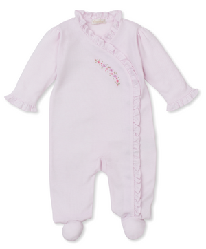 Kissy Kissy Ruffle Snap Footie with Hand Embroidery in Roses