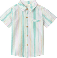 Me & Henry Newport Shirt in Green/Gold Stripe