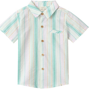 Me & Henry Newport Shirt in Green/Gold Stripe