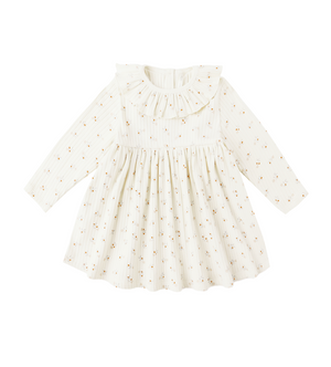 Rylee + Cru Ruffle Collar Dress in Natural Ditsy