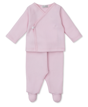 Kissy Kissy Jacquard Footed Pant Set in Pink Sweet Homecoming