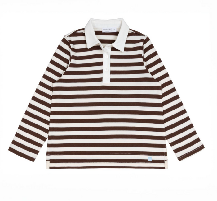 Minnow Brown Stripe Rugby Shirt in Coca