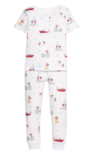 Little English Short Sleeve Pajama Set in Coastal Summer