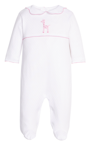 Little English Crochet Footie in Pink Giraffe
