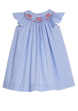 Little English Smocked Bishop Dress in Flags