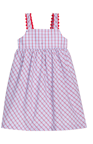 Little English Evie Dress in Patriotic Plaid