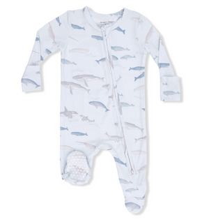 Angel Dear 2 Way Zipper Footie in Little Whales