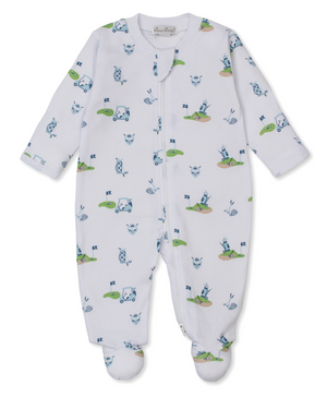 Kissy Kissy Print Zip Footie in Blue Golf Championship