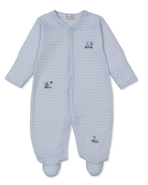 Kissy Kissy Snap Footie in Blue Stripe Golf Championship