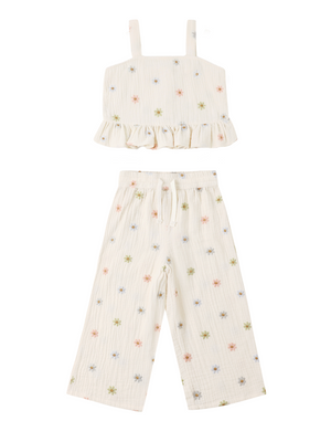 Rylee + Cru Kayli Set in Embroidered Daisies