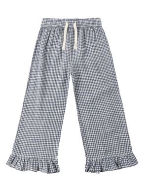 Rylee + Cru Wide Leg Pant in Marine Gingham