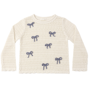 Rylee + Cru Crochet Knit Pullover in Bows