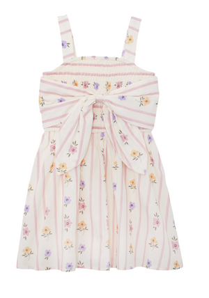 Mabel and Honey Tie Front Dress in Purple Bouquet