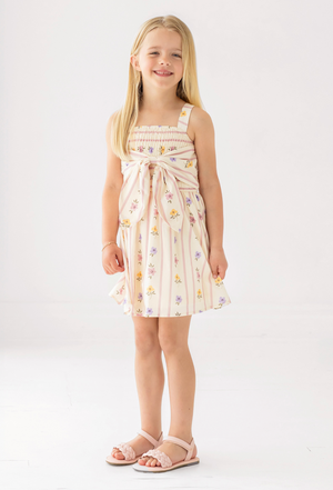 Mabel and Honey Tie Front Dress in Purple Bouquet