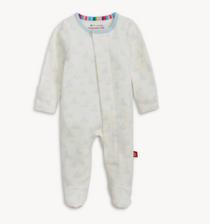 Magnetic Me Organic Cotton Footie in Blue Tiny Tides