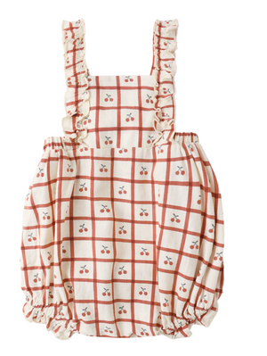 Rylee + Cru Chiara Romper in Cherry Check