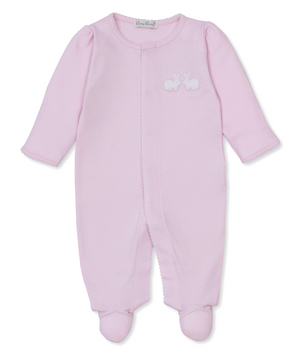 Kissy Kissy Snap Footie in Pink Pique Twin Bunnies