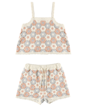 Rylee + Cru Lili Knit Set in Crochet Floral