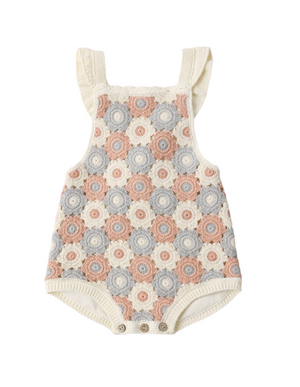 Rylee + Cru Crochet Romper in Multi Floral