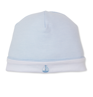 Kissy Kissy Hand Embroidered Hat in Classic Treasures Blue Sailboat