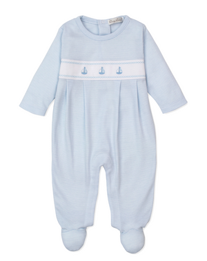 Kissy Kissy Classic Treasures Embroidered Footie in Blue Sailboats