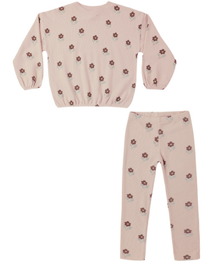 Rylee + Cru Spongey Knit Set in Petal Daisy
