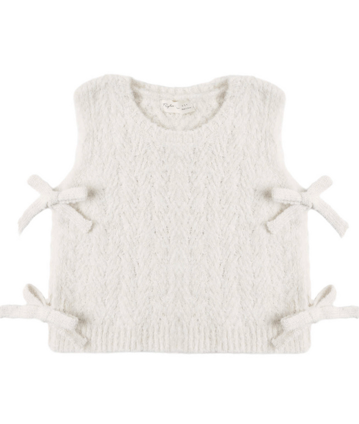 Rylee + Cru Bow Sweater Vest in Ivory