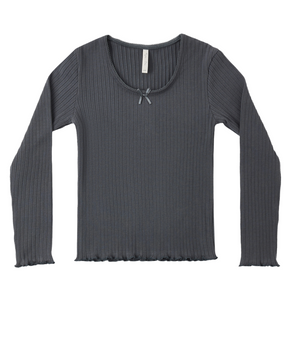 Rylee + Cru Ribbed Long Sleeve Tee in Midnight
