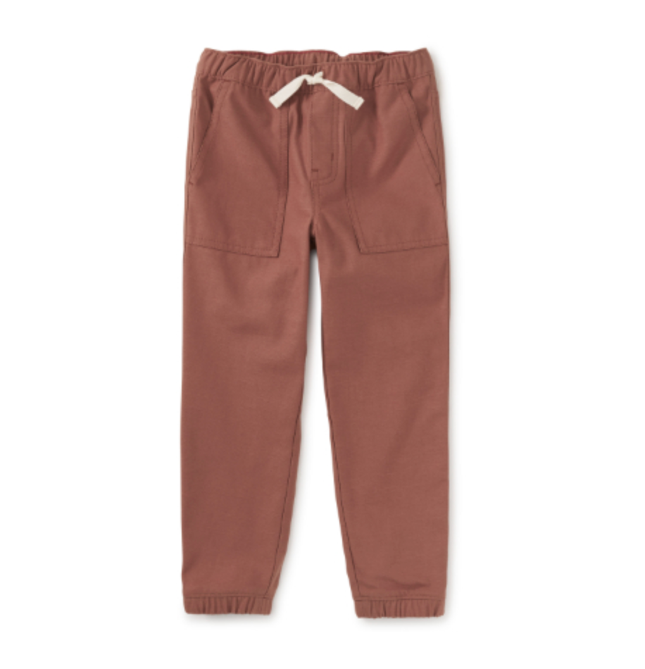 Tea Collection Game On Reverse Twill Joggers in Russet