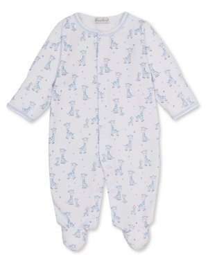 Kissy Kissy Snap Footie in Light Blue Just Giraffes