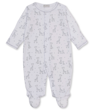 Kissy Kissy Snap Footie in Silver Just Giraffes