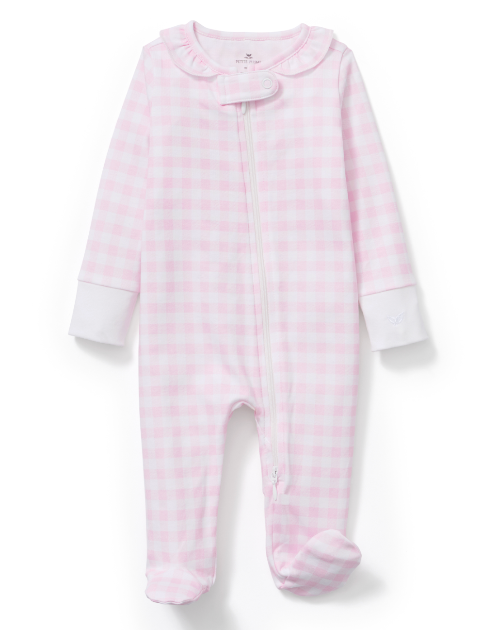 Petite Plume Pima Cotton Baby Footie in Pink Gingham